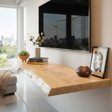 Load image into Gallery viewer, Live Edge Wooden TV Stand - Natural Solid Wood Media Console - Handmade Live Edge TV Stand - Solid Wood Media Unit-Custom Live Edge TV Stand