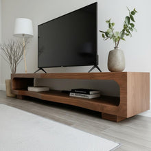 Load image into Gallery viewer, Premium Handcrafted Solid Wood TV Unit: Rustic Media Console & Storage, Modern Wooden TV Unit Stand