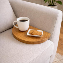 Load image into Gallery viewer, natural Wood , Handmade Wooden Sofa Tray | Clampable Couch Arm Tray | Modern Design, Organizer, Brown