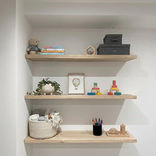 Load image into Gallery viewer, Long Rustic Floating Wooden Shelf: Solid Wood, Hidden Brackets - Pack of 3