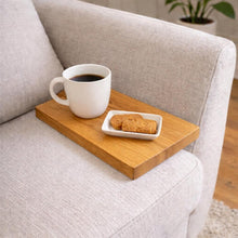 Load image into Gallery viewer, natural Wood , Handmade Wooden Sofa Tray | Clampable Couch Arm Tray | Modern Design, Organizer, Brown