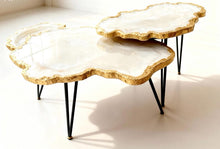 Load image into Gallery viewer, Luxury Nesting Geode-look Coffee Tables, Handmade Epoxy Resin & Wood Art Marble Side Table Set