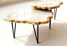 Load image into Gallery viewer, Luxury Nesting Geode-look Coffee Tables, Handmade Epoxy Resin & Wood Art Marble Side Table Set