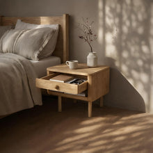 Load image into Gallery viewer, Minimalist Modern Solid Wood Bedside Table with Drawer, Wooden Night Stand