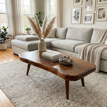 Load image into Gallery viewer, Modern Wooden Coffee Table - Handmade Minimal Living Room Center Table - Rustic Solid Wood Coffee Table - Handmade Natural Living Room Table