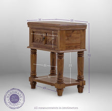 Load image into Gallery viewer, Hand Carved Elephant Wooden Nightstand, Rustic Acacia End Table with Storage Drawer and Shelf,Solid Wood