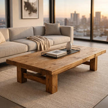 Load image into Gallery viewer, Farmhouse Luxury Solid Wood Coffee Table – Rustic Japandi Farmhouse Centerpiece Furniture