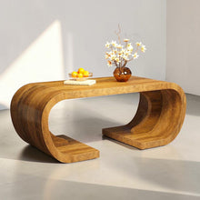 Load image into Gallery viewer, Farmhouse Coffee Table 47 Inch, Rustic Wood C Shaped Coffee Table, Modern Industrial Living Room Center Table, Heavy Duty