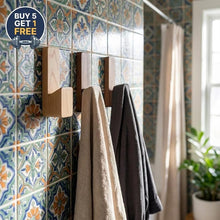 Load image into Gallery viewer, Luxury Wall Hooks , Bathroom Hooks | Designer Wall Hooks | Heavy Duty Towel Hooks | Waterproof Restroom Hooks | Solid Wood Hooks for Wall - Pack of 3