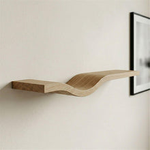 Load image into Gallery viewer, Curved Teakwood Wall Shelf, Handmade Wooden Floating Shelf, Modern Wave Shelf, Minimalist Wall Decor, Solid Wood Shelf, Japandi Shelf