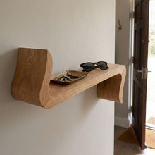 Load image into Gallery viewer, Luxury Royal Handmade Teak Wood Sculptural Floating Shelf, Japandi Modern Wood Wall Decor