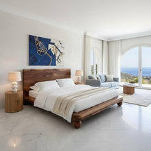 Load image into Gallery viewer, Luxury Teak Wood Bed Frame, Custom Live Edge Platform Bed , Customization Available