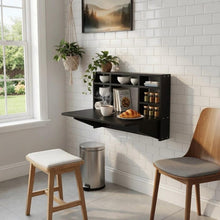 Load image into Gallery viewer, Wall Mounted Folding Table with Shelves, Space Saving Drop Leaf Desk, Convertible Dining Table, Small Space Furniture, Murphy Table