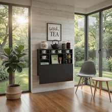 Load image into Gallery viewer, Wall Mounted Folding Table with Shelves, Space Saving Drop Leaf Desk, Convertible Dining Table, Small Space Furniture, Murphy Table