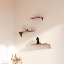 Load image into Gallery viewer, Luxury Designer wall shelves β set of 3 floating wood shelves solid wood β modern style for elegant home decor