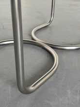 Load image into Gallery viewer, Stainless Steel Modernist Smoked Glass Dining Table with Tubular Steel Loop Frame