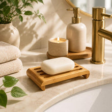 Load image into Gallery viewer, Teakwood Soap Dish, Self Draining Wooden Soap Holder, Natural Eco Friendly Bathroom Soap Tray, Zero Waste Sustainable Gift