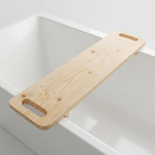 Load image into Gallery viewer, Double Towel Holder Bath Tray – Wooden Bathtub Caddy with Dual Towel Slots, Minimalist Tub Shelf, Spa Bathroom Decor