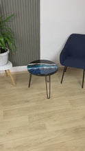 Load and play video in Gallery viewer, Resin Table, Resin River Table , Ocean Wave Epoxy Resin Table, Resin Side Table , Home Decor Resin Table, Handmade Resin Side Table