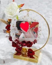 Load image into Gallery viewer, Resin Photo Frame Hanging in a Ring, personalized photo frame, Metal Round frame
