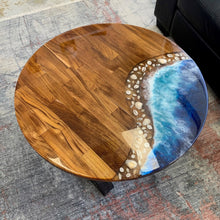 Load image into Gallery viewer, Resin Table , Resin Art Table, Epoxy table, Epoxy table with Wood Work, Resin Coffee Table , Customized Resin Tables, Customized River Table, Customized Epoxy Table, Epoxy Sea Art, Natural Ocean Wave Resin Side Table, Resin Sofa Table, , Beach Theme Table