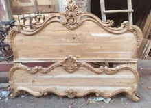 Load image into Gallery viewer, Royal handmade Wooden Carved Headboard and Base , luxury handmade wooden floral headboard.