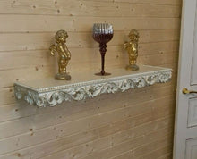 Load image into Gallery viewer, Wooden Entryway Shelf, Decorative Small shelf, Carved Wooden Small Shelf for mobile, remote and small decor items, Solid Wood