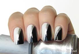 Silver & Black Nail Art  Press On / Fake Nails - Readymade /Ready to wear - for Girls and Women