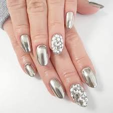 Silver Shine Nail Art  Press On/ Fake Nails - Readymade /Ready to wear - for Girls and Women