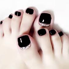 Toe Press On Nails - Glossy Black
