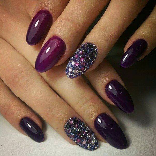 Dark purple n one black nail | Myla B.'s Photo | Beautylish