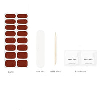 Load image into Gallery viewer, Cazuela 16PCS Semi Cured Gel Nail Polish Strips, Self Adhesive Full Wrap Gel Nail Art Sticker, Waterproof Gel Nail Wrap Stickers with Nail File and Stick (17Reddish Brown), 15 Centimeters
