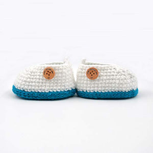 Double Layer Crochet Baby-Girls Multicolor Booties Shoes Newborn Socks Soft Sole Prewalker - Firozi, 6 Months