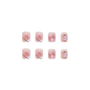 24 PCS Stick On Nails for Women Press On Nails Girls French Nail Reusable Jelly Glue Nail Kit Nails Extension Fake Nails