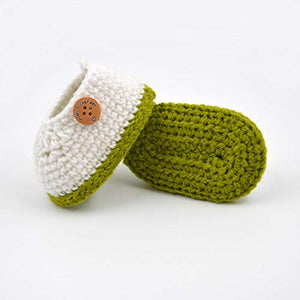 Double Layer Crochet Baby Girls Booties Green