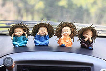 Load image into Gallery viewer, TIED RIBBONS Set of 4 Buddha Monk Statue Figurines Showpiece for Home Decoration Car Dashboard Living Room Bedroom Table Wall Decorative Gift Items (Miniature, Multi)

