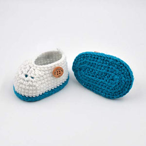 Double Layer Crochet Baby-Girls Multicolor Booties Shoes Newborn Socks Soft Sole Prewalker - Firozi, 6 Months