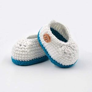 Double Layer Crochet Baby-Girls Multicolor Booties Shoes Newborn Socks Soft Sole Prewalker - Firozi, 6 Months