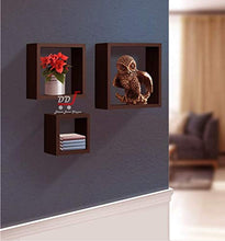 Load image into Gallery viewer, DDS Dream Decor Shoppee Decorative Display Set of 3 Square Wall Rack Shelves (Brown)
