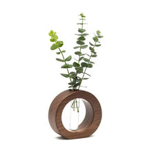 Load image into Gallery viewer, Ancient Shoppee Wooden 1 Glass Test Tube Home Decor Planter Modern Flower Vase with Wood Stand Plant Propagation (17x12.5) cm
