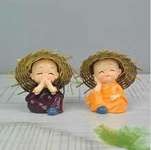 Load image into Gallery viewer, TIED RIBBONS Set of 4 Buddha Monk Statue Figurines Showpiece for Home Decoration Car Dashboard Living Room Bedroom Table Wall Decorative Gift Items (Miniature, Multi)
