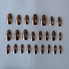 Load image into Gallery viewer, Mesmerayz Rose Chrome Soft Gel Press-On Nails | 24 Reusable Almond-Shaped Artificial Nail Tips | Mirror Glossy Finish | No Glue Needed | Trendy DIY Manicure Set for Women &amp; Girls
