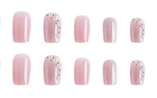 Load image into Gallery viewer, Secret Lives Designer Cats Eye Reusable Artificial Nails Extension Pink Color with 3d White and Golden Pearl Fake Nails Design 24 Pieces Set with Manicure Kit
