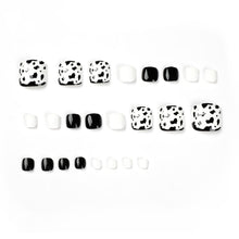 Load image into Gallery viewer, Black and White Cow print Toe Nails Press On Nails / False Nails / Ready to Wear Nails / Glue on Nails For Girls and Women - 14 Pcs
