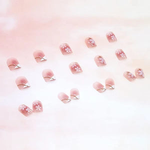 24 PCS Stick On Nails for Women Press On Nails Girls French Nail Reusable Jelly Glue Nail Kit Nails Extension Fake Nails
