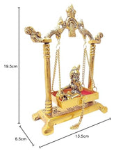 Load image into Gallery viewer, CHHARIYA CRAFTS Metal Krishna Jhula Laddu Gopal on Jhula Palana for Home Office Metal Krishna Murti Showpiece Figurines Religious Idol Gift Article
