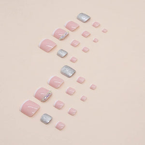 Buddy Jelly Trends Premium Designer 24pcs Toe Stick-on Nails set, with Easy Glue Tab application, Nails are Reusable & Unbreakable