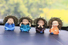 Load image into Gallery viewer, TIED RIBBONS Set of 4 Buddha Monk Statue Figurines Showpiece for Home Decoration Car Dashboard Living Room Bedroom Table Wall Decorative Gift Items (Miniature, Multi)
