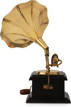 Load image into Gallery viewer, Premium Sparkle Square Gramophone Showpiece - 23 cm (Brass, Brown, Gold) (Black, Gold) (Black, Gold)

