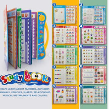 Load image into Gallery viewer, Storio Intelligence Book Sound Book Learning Cards for Children,English Letters &amp; Words Language_Skills Learning Book,Fun Educational Toys. Activities with Numbers, Shapes Learning Book for Toddlers

